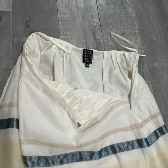 Due Per Due silk Blend Ivory Gondola Boat Print Ribbon A line Peasant Skirt 4 S - Picture 9 of 11